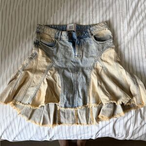 BDG Two-Tone Denim A-Line Skirt